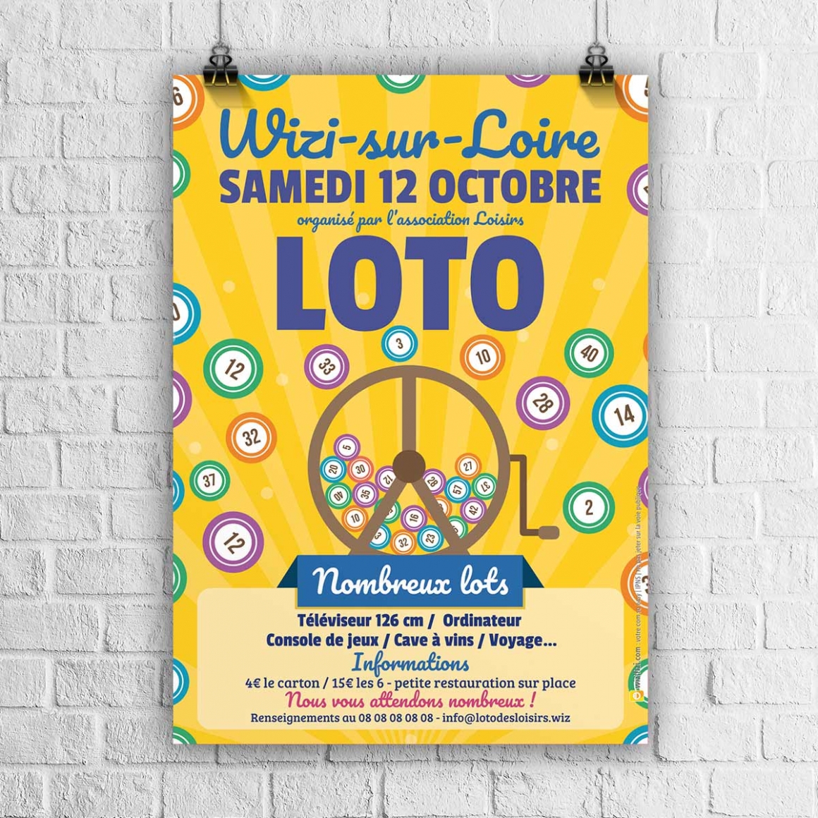 Jeux : Super loto bingo Création impression affiches flyers panneaux